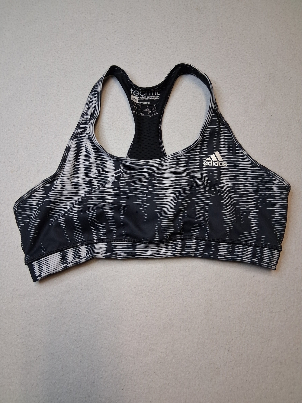 adidas Black & White Techfit Racerback Sports Bra